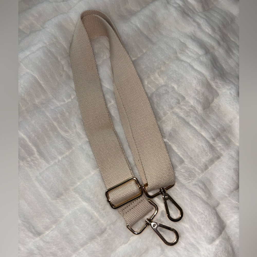 Beige Adjustable Bag Strap with Gold Hardware - Picture 2 of 4